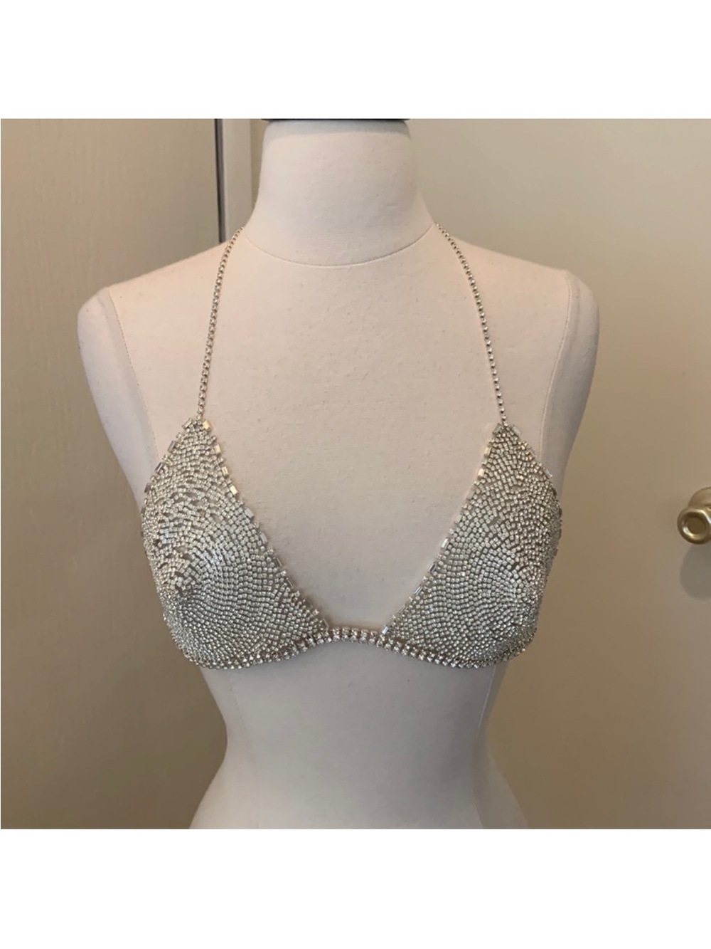 Express Vintage Silver Rhinestone Bralette